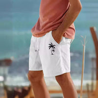Men's Heat Transfer Patch Beach Drawstring Elastic Shorts
