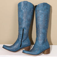 Women's Mid Heel Knee-high Boots Embroidery Vintage