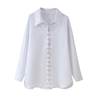 Pure Color Tied Large Profile Long Sleeve Shirt