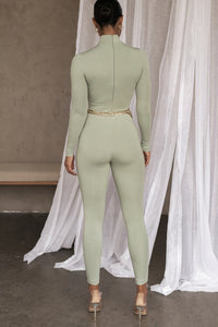 Women's OL Commuter Casual Tight Long Sleeve Jumpsuit