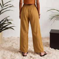 Womens Wide-leg Pants Comfortable Cotton-linen Blend Solid Color Fashionabl