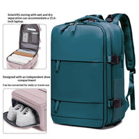 Mens Casual Travel Waterproof Laptop Backpack With Dry-Wet Separation