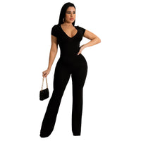 Bell-bottom Pants Short Sleeve Women's Jumpsuit