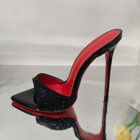 Rhinestone Ankle-strap Open Toe Sandals And Slippers Fashionable All-matching