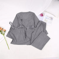 Pit Corduroy Camisole Nightgown Trousers Three-piece Knitted Autumn And Winter Pajamas Women's Warm Loungewear