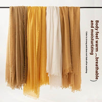 Strict Selection Summer Cotton And Linen Scarf Solid Color Simple Sun Protection