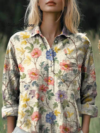 Fashion All-matching Printed Casual Half-open Lapel Shirt
