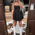 Solid-color Strapless Lace Camisole Dress