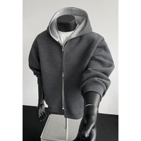Casual Cropped Patchwork Cardigan Hoodie