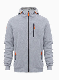 Men's Sweater Hoodie Zipper Multi-pocket Embroidery Badge