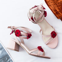Middle Leather Thick Heel Strap Girls High Heels
