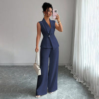 Sleeveless Blazer And Straight-leg Pants Two-piece Set