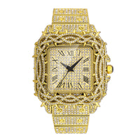 European Hip Hop Ice Watch Thorn Dial Inlaid Zircon Square Full Diamond Men's Quartz Watch