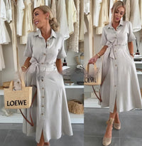 Women's Lace-Up Solid Color Slim-Fit Dress