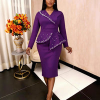 Hip-hugging Long-sleeve Midi Dress For Banquets