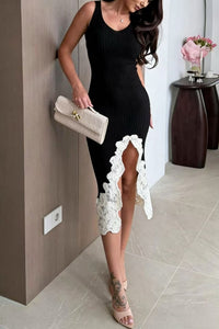 Women's Casual Lace Comfortable Slit Hem Dress