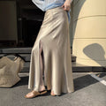 Irregularly Slit Double-Layer Gauze Relaxed-Fit Fishtail Skirt