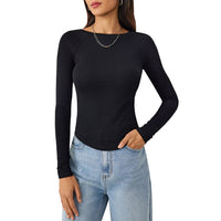 Autumn And Winter New Women's Clothing Popular Fashion Casual Slim-fit High-elastic Knitted Long-sleeve T-shirt