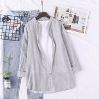 Stand Collar Double-layer Yarn Long Sleeve Blouse Loose
