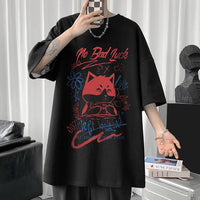 White Half Sleeve Cute Cat T-shirt Top