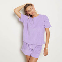 Simple Stylish Loose Short Sleeve Pajamas Two-piece Set For Women