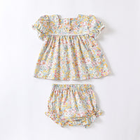 Girls' Floral Princess Short-sleeved Suit