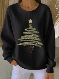 Womens 3D Christmas Tree-Print Corduroy Hoodie