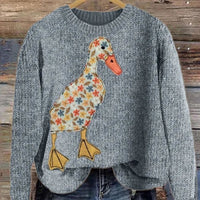 Duck Independent Site Printed Womens Crew Neck Sweater
