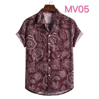 Cotton And Linen Ethnic Style Suit Collar Short Sleeve Shirt