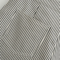 Womens Black And White Striped A-Line Casual Denim Shorts