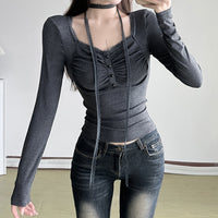 Stylish Minimalist Slim Fit Long Sleeve Top For Women