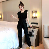 Women's High Waist Loose Wide Leg Ruffled Jumpsuit