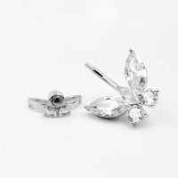 S925 Silver Belly Ring Puncture Zircon Double-headed Butterfly Navel Stud