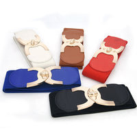 Fastener Decoration Wide Belt Women's Elastic Waistband