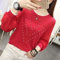 Chiffon Ice Silk Knitted Bottoming Shirt Long Sleeve Round Neck