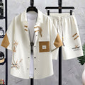 New Chinese Style National Style Suit Men's Summer Short Sleeve Shirt Shorts Wear A Set Of Casual Sports Clothes
