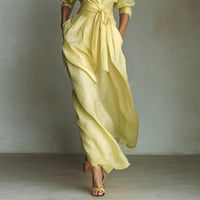Elegant Retro Casual Fitted Waist And Slimming Pleated Dress