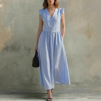 Casual Fashionable Elegant V-Neck Dress With Pockets