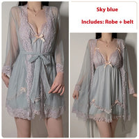 Pure Want To Gather And Chest Pad Nightdress Outerwear Gown Suit