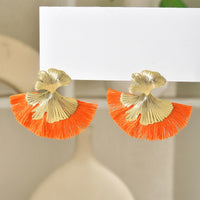 Luxury Retro-chic Fan-shaped Statement Earrings With Geometric Tassels