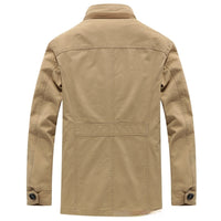 Washed Jacket Men's Cotton Plus Size Mid-length Trench Coat Coat Stand Collar