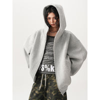 Womens Relaxed-fit American-style Hooded Cardigan With A Stand-up Collar
