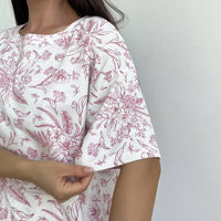 Printed Crew-Neck Short-Sleeve Shorts Pajama Set Womens Loungewear