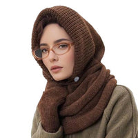 Solid Color Fashion Casual Knit Hat With Cross Scarf