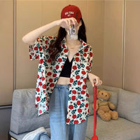 Women's Loose Casual Hawaiian Floral Shirt