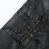Hooded PU Leather Workwear Jacket For Men