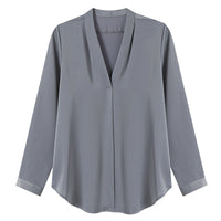 Autumn New Korean-style All-match V-neck Slimming Long-sleeve