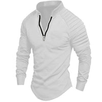European And American-style Men's Sports Polo Shirt With Long Sleeves And A Zipper