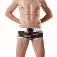 Men's Camouflage Fashion Low Waist Boxer Swimming Trunks