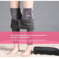 Womens High-waisted Fleece-lined Extra-thick Denim Jeans